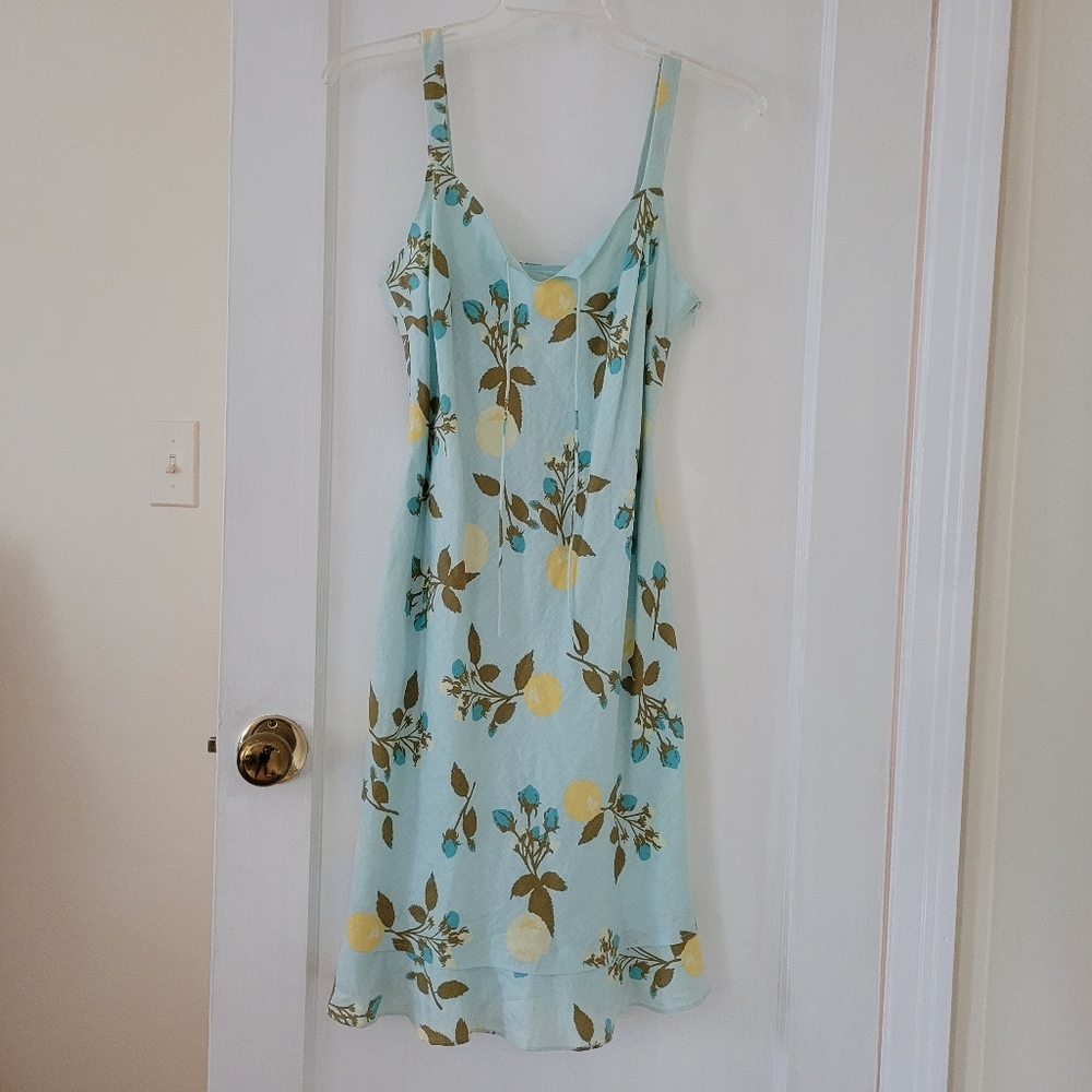 Ann Taylor Loft Floral Sun Dress Size 8 Linen Straps Multicolor
